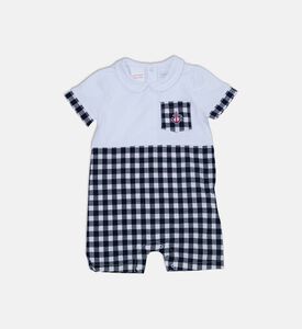 Plaid-print Short-sleeve Romper