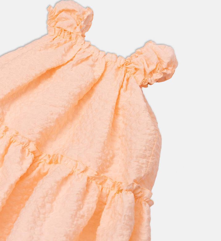 فستان مكشكشة بأكمام مجمعة