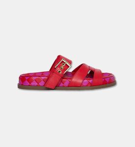 Arezzo Leather Multi-strap Slippers, Red, Eu-37, Packshot View