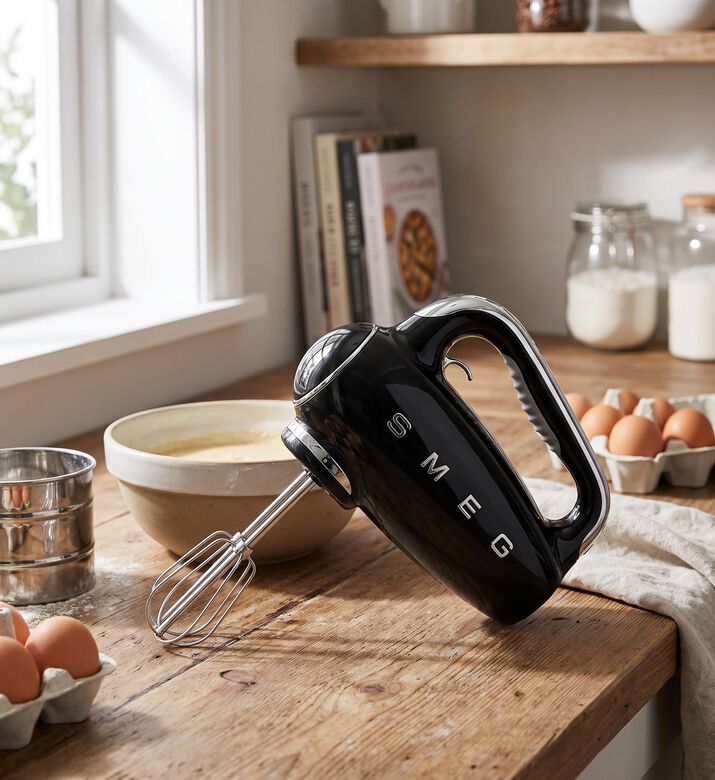 Smeg 50s-style Iconic Hand Mixer, Black, Model View