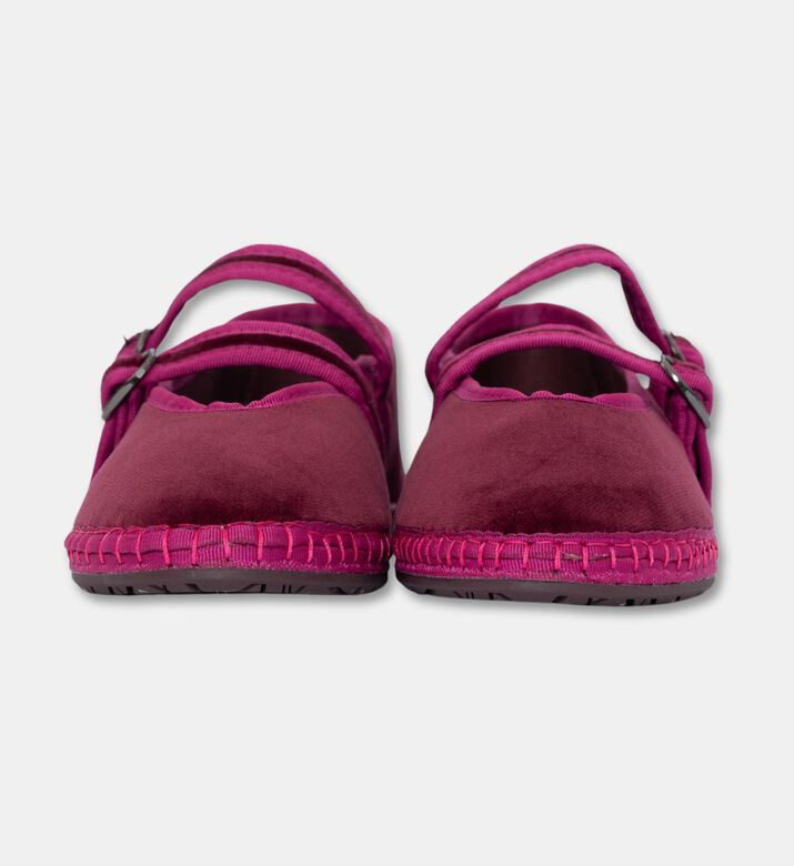 Flabelus Velvet Double-strap Ballet Flats, Burgundy, Eu-39, Packshot View