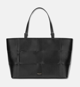 Demellier Woven Leather Tote Bag, Black, Packshot View