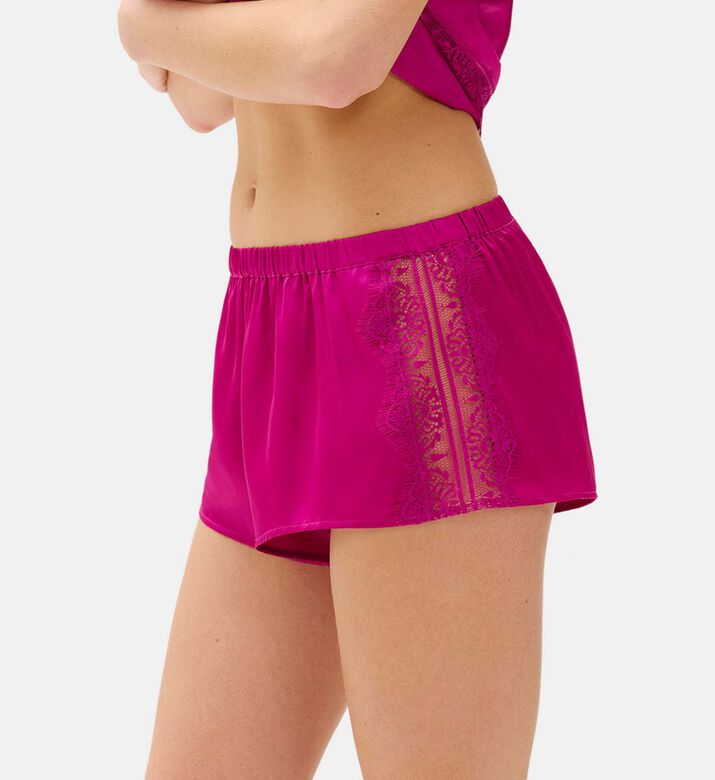 Satin Lace Panels Pajama Shorts