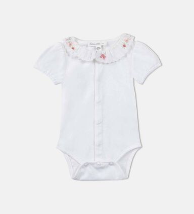 Embroidered Collar Girls Bodysuit
