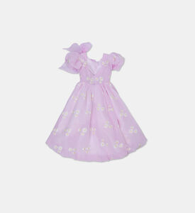 فستان تول واسع مزين بأزهار الأقحوان