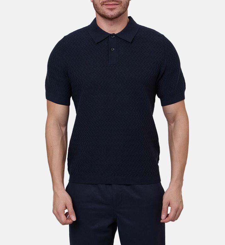 Textured Zigzag Pattern Polo Shirt