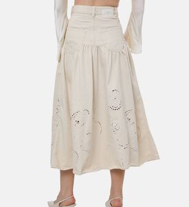 Ganni Embroidered Long Denim Skirt, Model View