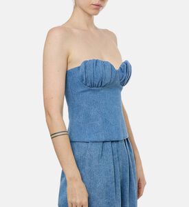Rowen Rose Ruched Sleeveless Denim Corset, Model View
