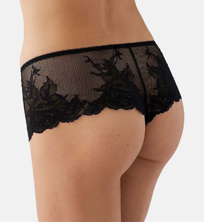 Wacoal Floral-embroidery Regular-fit Briefs, Black, L, Model View