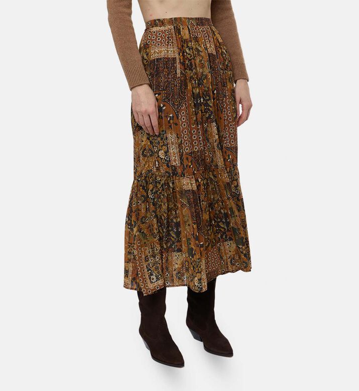 Ba and Sh All-over Print Pleated Skirt, Model View Ba and Sh All-over Print Pleated Skirt, Model View