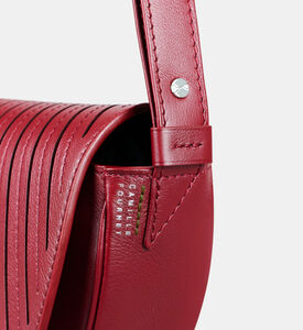 Camille Fournet Astral Calf Leather Pleated Half-moon Handbag, Burgundy, Packshot View