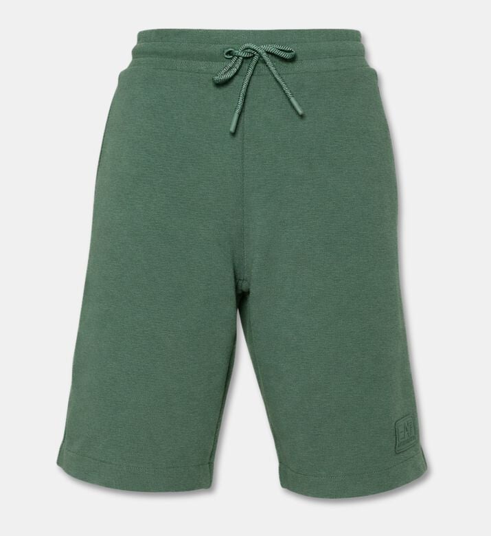 EA7 Cotton-blend Relaxed-fit Shorts, Green, L, Packshot View