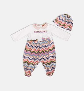 Logo-print Zigzag Bottoms Long-sleeve Romper