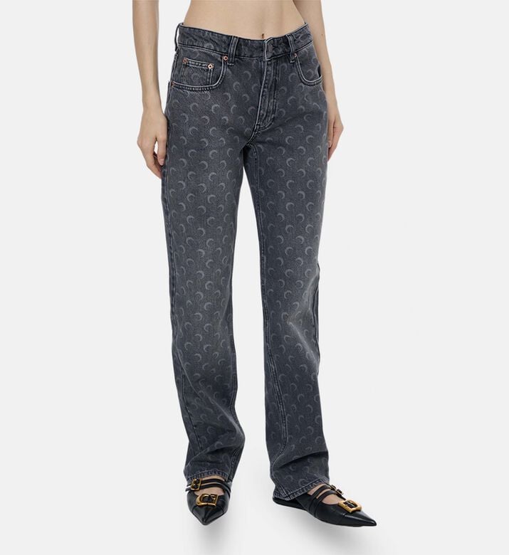 Marine Serre Moon Laser Dark Straight-leg Jeans, Model View