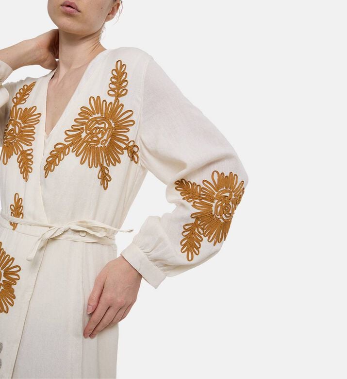 Forte-Forte Embroidered Wrap Maxi Dress, Model View Forte-Forte Embroidered Wrap Maxi Dress, Model View