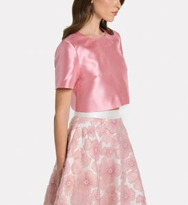 Savanna Elegant Mikado Cropped Top, Pink, L, Model View