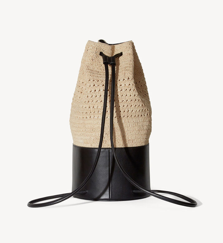 Raffia Leather Bucket Bag