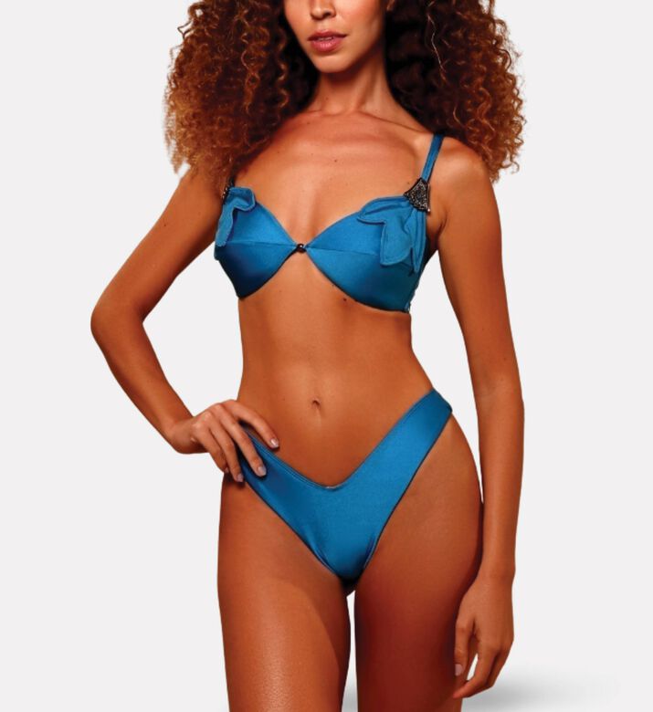 Karla Vivian Mediterranean Tile-print Belted Bottoms, Model View