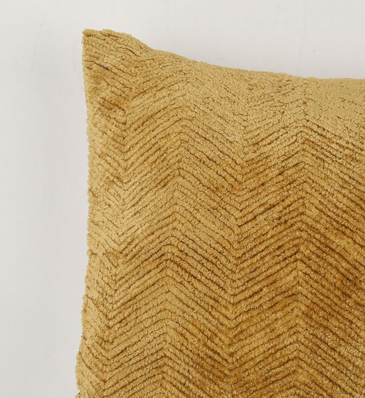 Home Deco and More Willow Hand Smocked Design Cushion, Mustard, 45x45x45-cm, Packshot View