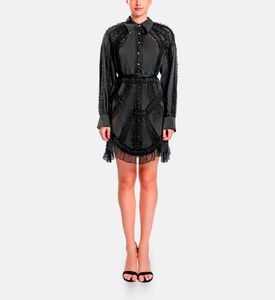 Michael Cinco Laser-cut Embroidery Midi Dress, Black, Xl, Model View
