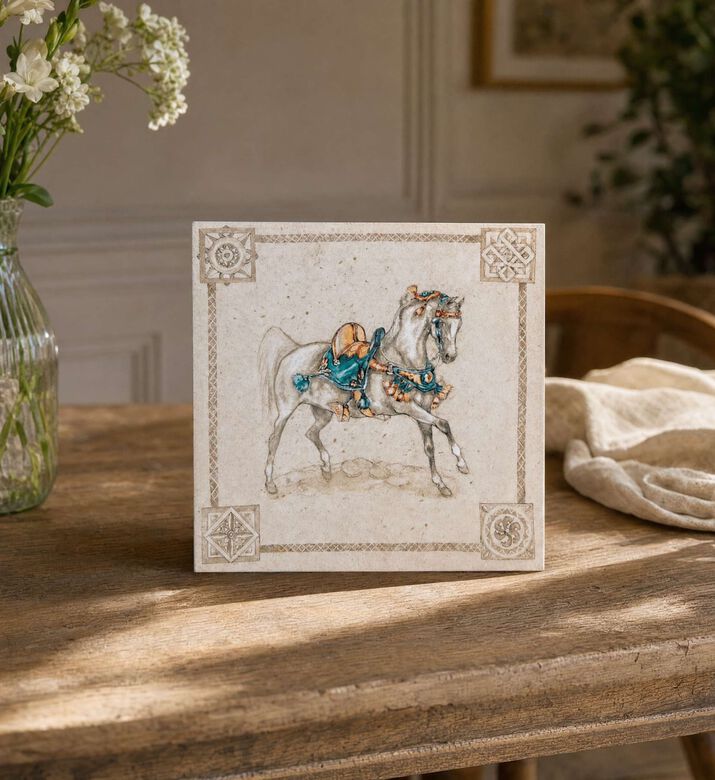 Gien Chevaux Du Vent Small Square Plate, Model View