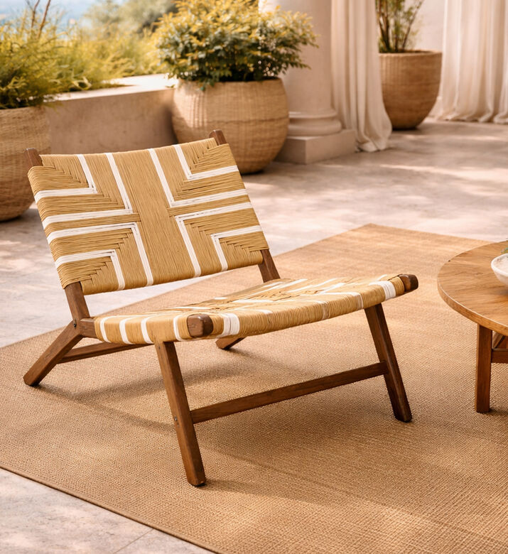 Home Deco and More Catania Teak Rope Lounge Chair, Packshot View