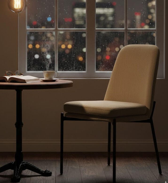 Home Deco and More Sky Plywood Steel Dining Chair, Beige, Packshot View