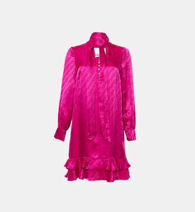 فستان بحافة مكشكشة بربطة أمامية