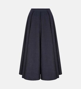 Pleated Denim Midi Skirt