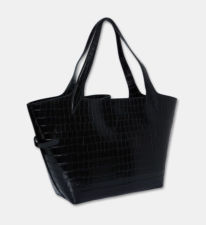 Liffner Calf Leather Belted Bag, Black, Packshot View
