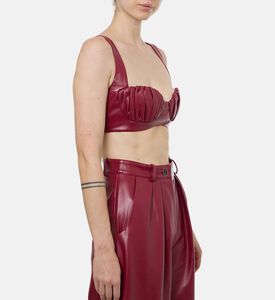 Rowen Rose Faux Leather Underwired Crop Top, Model View