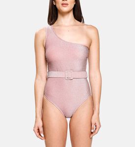 ملابس سباحة لامعة بكتف واحد