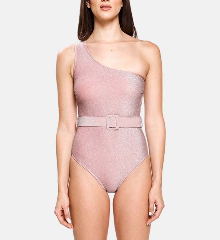 ملابس سباحة لامعة بكتف واحد