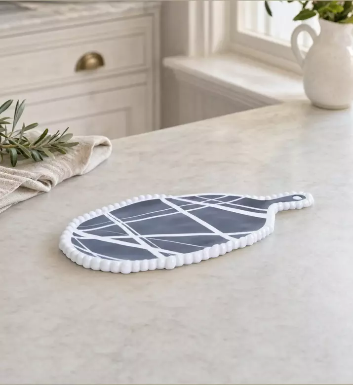 Baci Milano Optical Printed Cutting Board, Black, S, Model View
