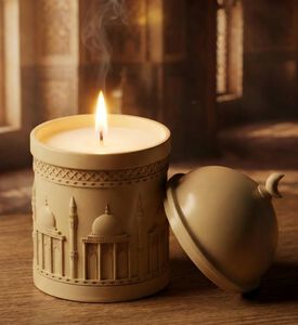 Silsal Arabian-inspired Filled Candle Jar, Beige, Packshot View