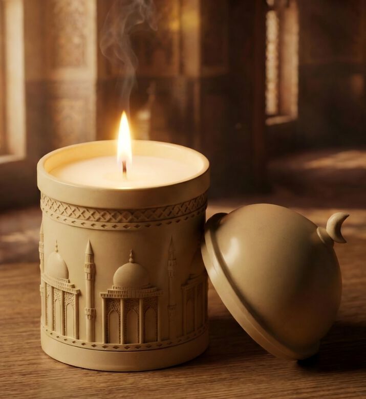 Silsal Arabian-inspired Filled Candle Jar, Beige, Packshot View