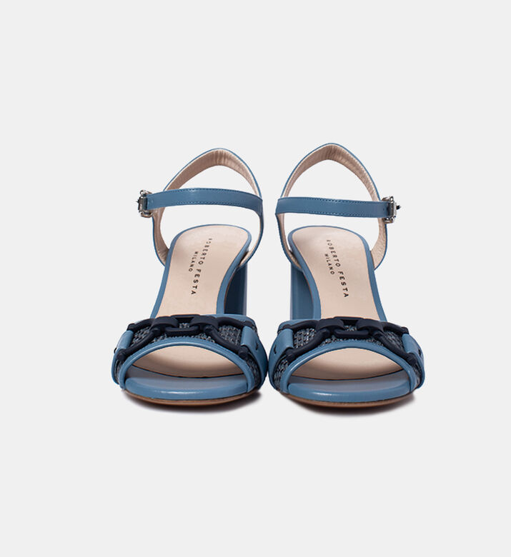 Mimosa Leather Raffia Sandals