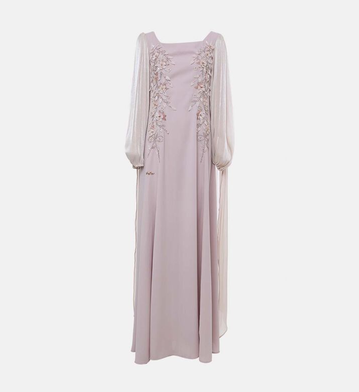 Floral-embellished Puff Sleeve Dress