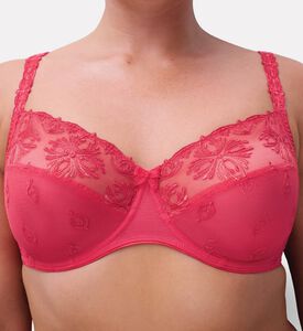 Chantelle Embroidered Underwired Bra, Red, 95, F, Model View