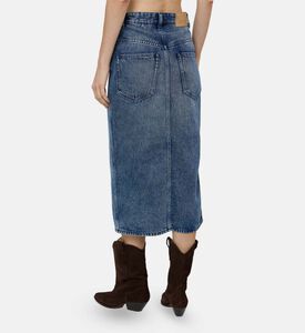 Button Closure Denim Midi Skirt