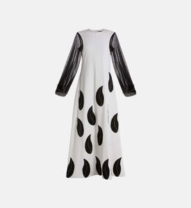 فستان طويل حرير كريب بتطريزات