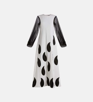 Applique Crepe Silk Maxi Dress