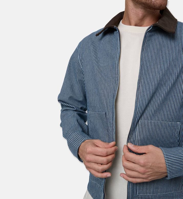 Les Deux Stripe-print Zip Fastening Jacket, Model View