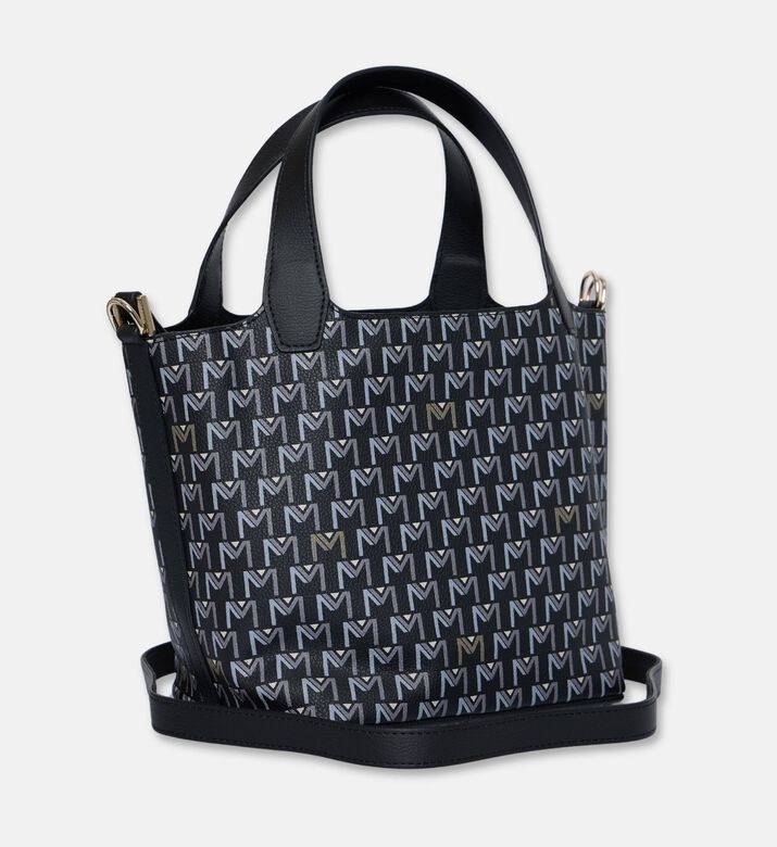 Maya.M Soft Monogram Mini Bucket Tote Bag, Black, Packshot View