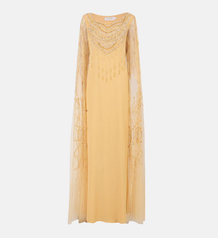 Rhinestone Beaded Tulle Satin Dress