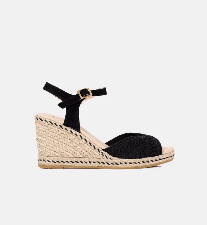 Black Jute Wedge Sandals