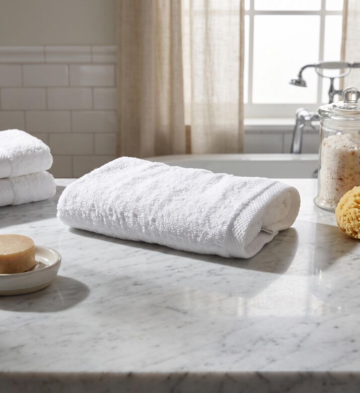Dea Cotton Terry Plain T Towel, White, 51x81-cm, Model View