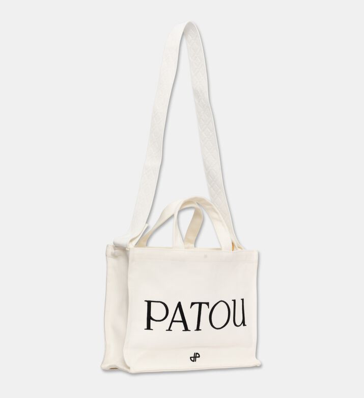 Patou Logo-print Rectangular Tote Bag, White, Packshot View