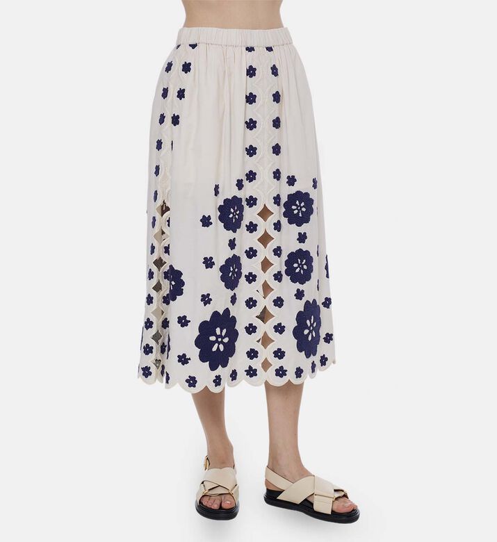 High-waisted Flared Midi Skirt