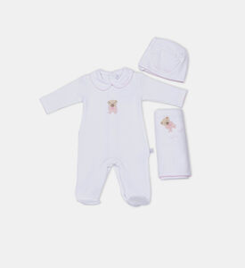 طقم 3 قطع بنقشة دب وعقدة